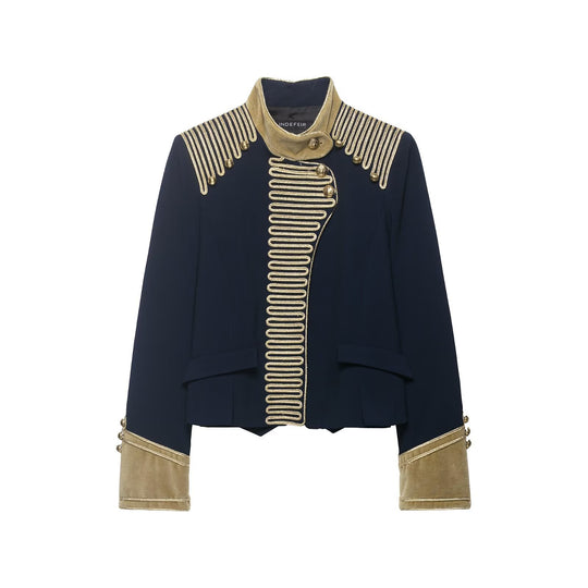Damen Militärinspirierte Kurzjacke mit goldener Kordelverzierung und Samtmanschetten Shop Nory