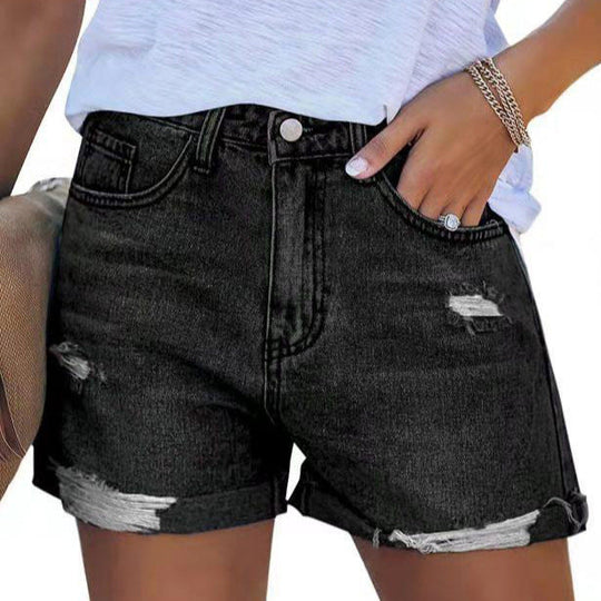 Damen Denim-Shorts im modischen Destroyed-Look mit lässigem Schnitt