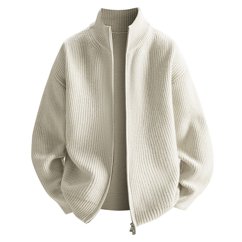 Damen modische Strickjacke mit hohem Kragen und Reißverschluss
