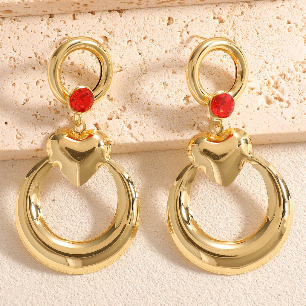 Damen Ohrringe mit modernem Herz- und Ringdesign Shop Nory