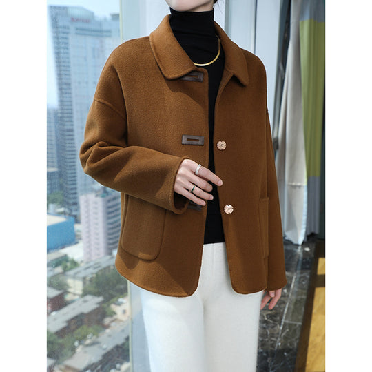 Damen Kurzmantel aus Wollmix mit Hemdkragen, kastiger Silhouette und Eingrifftaschen Shop Nory