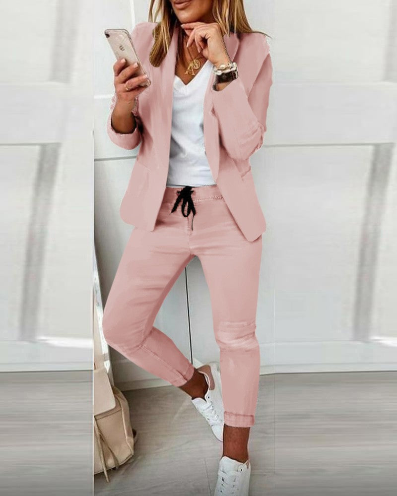 Damen Elegantes Zweiteiliges Blazer-Jogginganzug Shop Nory
