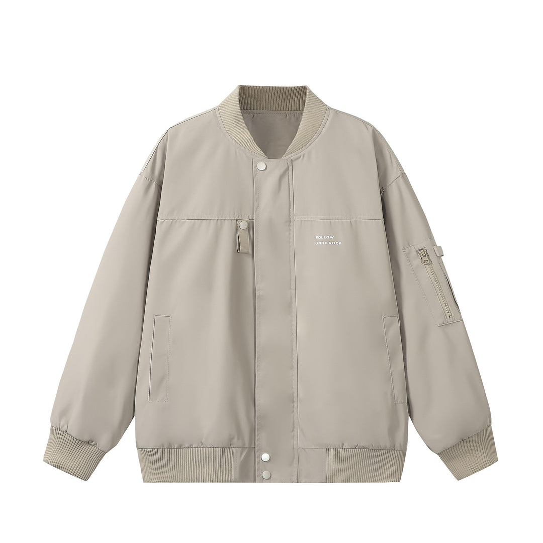 Unisex Kurz geschnittener wattierter Bomberblouson mit Reißverschluss‑Ärmeltasche und Rippbündchen Shop Nory