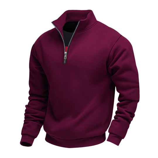 Herren leichter Fleecepullover mit Stehkragen und halblangem Reißverschluss