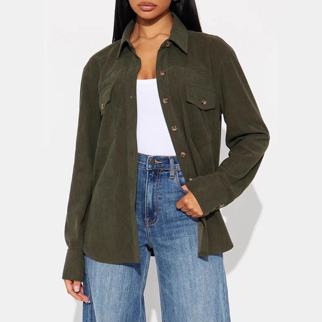Damen Kord-Overshirt im Relaxed-Fit mit aufgesetzten Brusttaschen und Knopfleiste Shop Nory