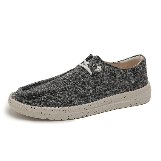 Herren Legerer Canvas-Mokassin-Slipper mit geflochtener Schnürung und gefleckter EVA-Sohle Shopy Nory