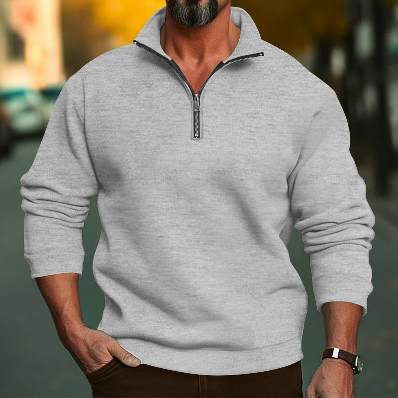 Herren Sweatshirt mit halblangem Reißverschluss und weichem Innenfutter