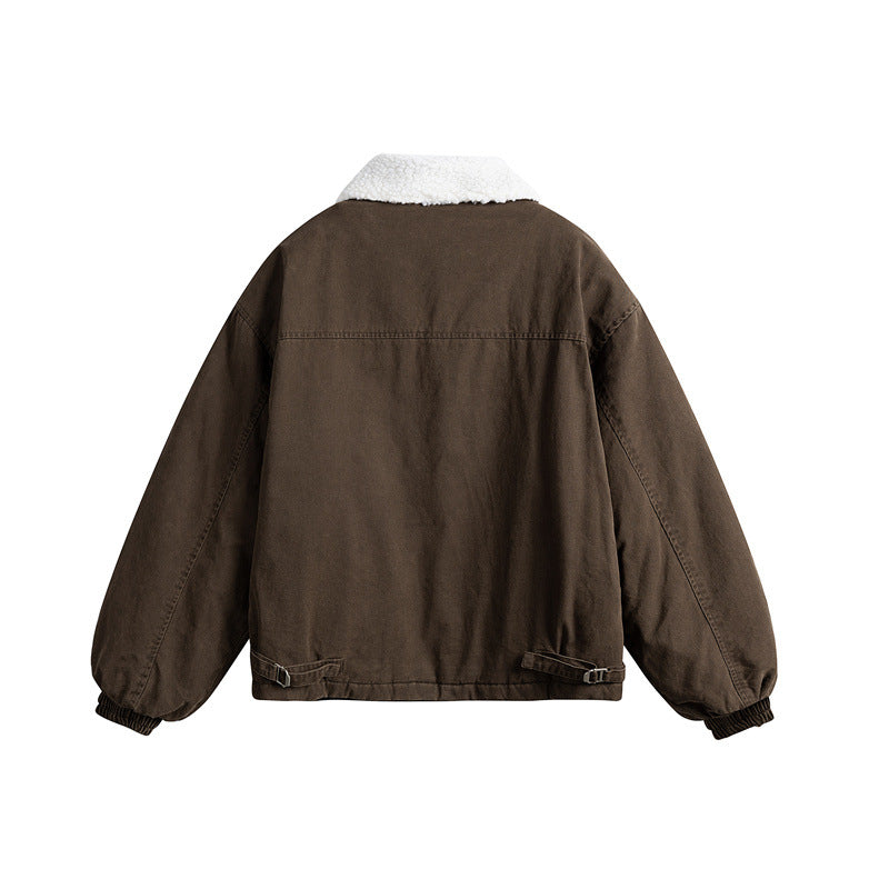 Herren Kurz geschnittener Canvas-Blouson mit Teddykragen und wattierter Thermofütterung Shop Nory