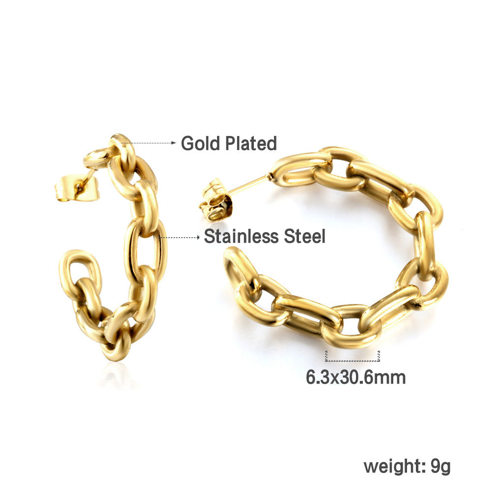Damen Hängende Creolen mit eleganten Wellenlinien aus poliertem Edelstahl Shop Nory