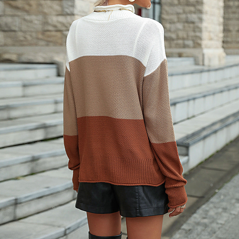 Damen Oversize Strickpullover mit hohem Rollkragen und strukturiertem Waffelstrick Shop Nory