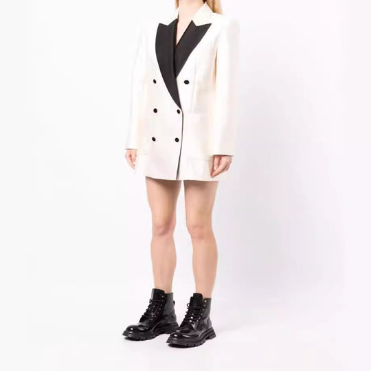 Damen Kurz-Blazerkleid im Smokingstil mit Schalkragen und Doppelreihe Shop Nory