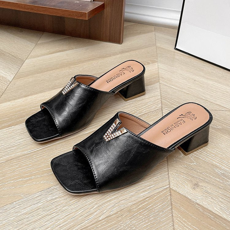 Damen elegante Pantoletten mit Schmuckdetails Shopnory