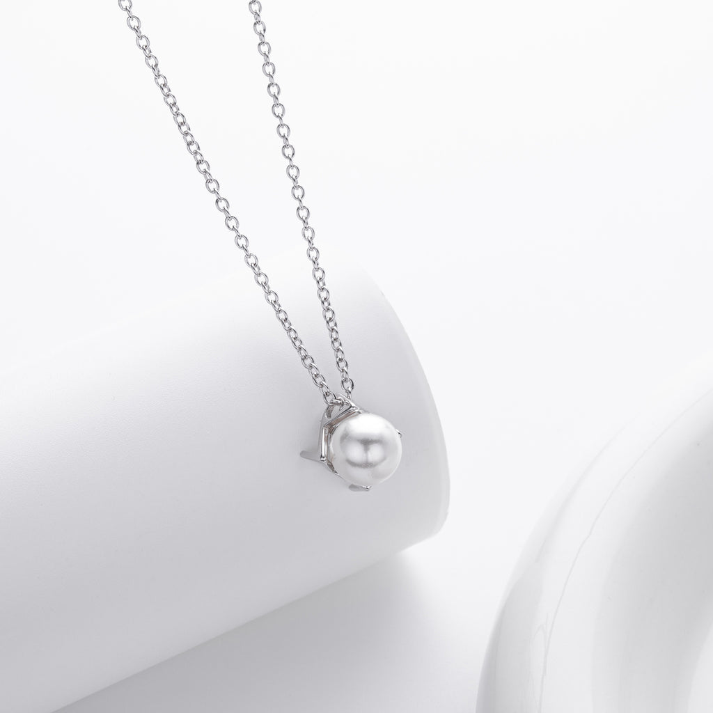 Damen Halskette mit hochwertigem Perlenanhänger aus 925 Sterling Silber Shop Nory