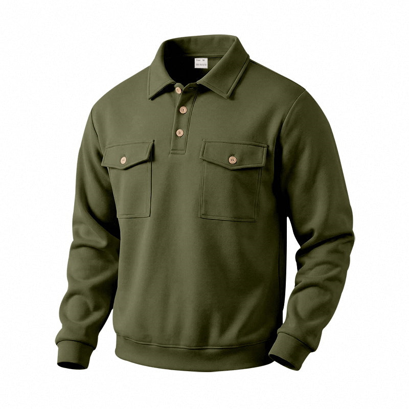 Herren Langarm-Poloshirt mit Knopfleiste und aufgesetzten Brusttaschen Shop Nory
