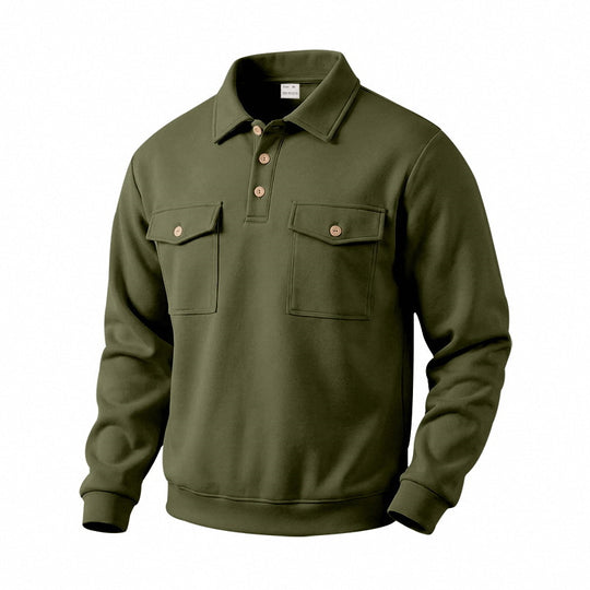 Herren Langarm-Poloshirt mit Knopfleiste und aufgesetzten Brusttaschen Shop Nory