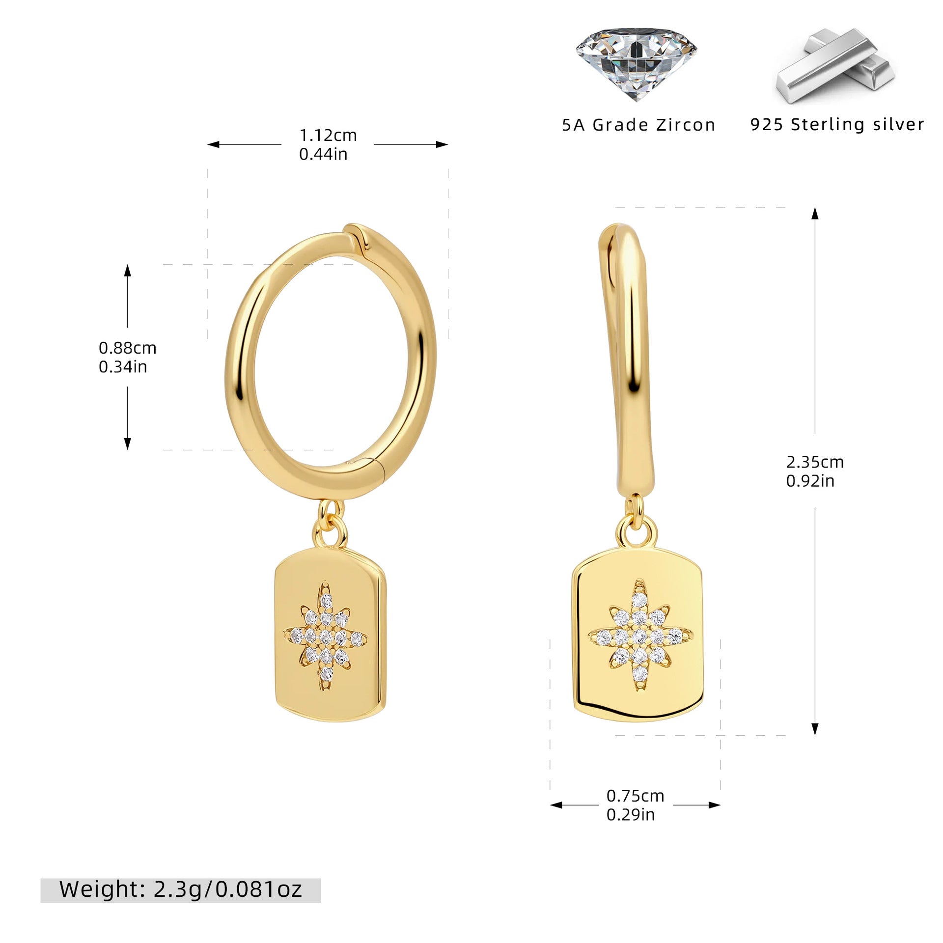 Damen Ohrhänger mit funkelndem Zirkon und modernem Design Shop Nory