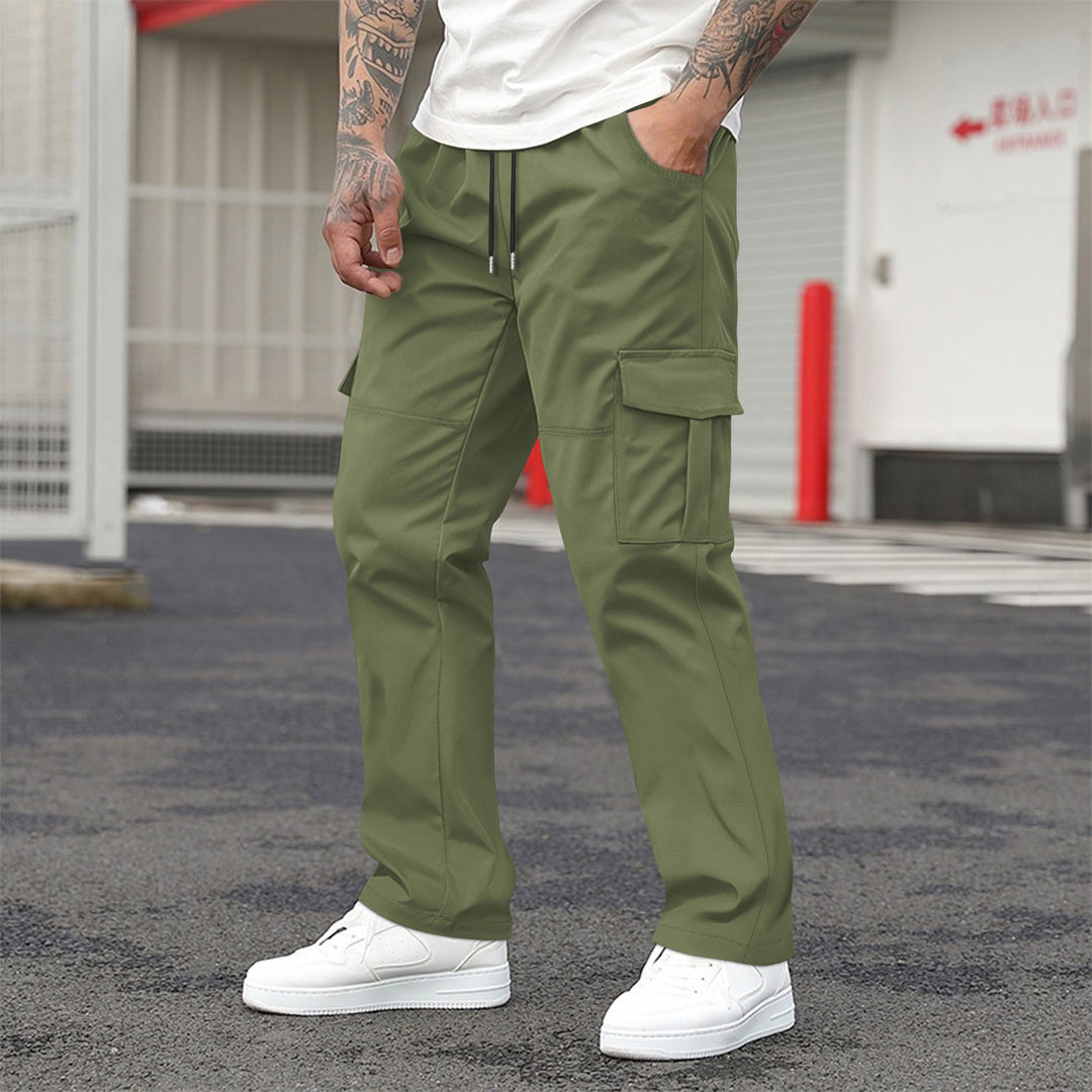 Herren technische Cargo-Freizeithose mit Tunnelzugbund, geradem Bein und aufgesetzten Klappentaschen Shop Nory