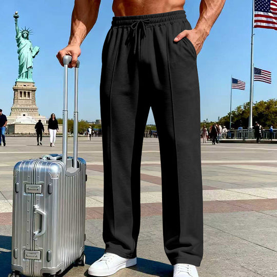 Herren Weite Travel-Loungehose mit Bügelfalte, elastischem Tunnelzug und seitlichen Eingrifftaschen Shop Nory