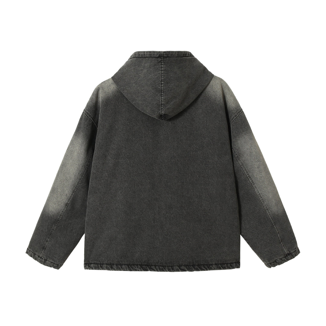 Herren Washed-Denim Kapuzenjacke im Oversize-Look mit kariert gefütterter Kapuze Shop Nory