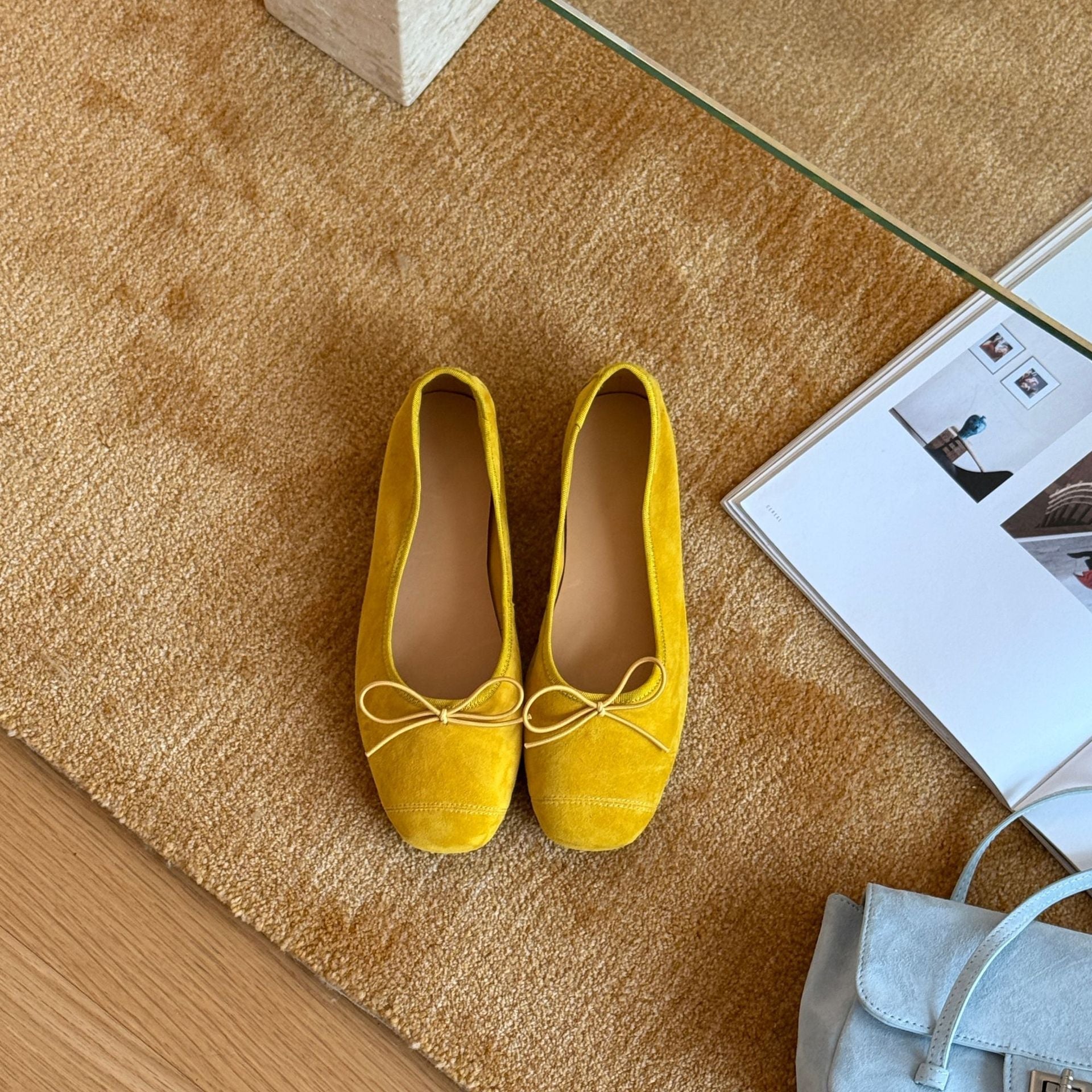 Damen Ballerinas aus weichem Wildleder mit modischem Schleifendetail