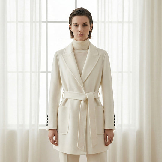 Damen Eleganter Wickelmantel mit Taschen und Gürtel Shop Nory