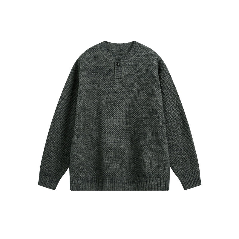 Unisex Strukturierter Strickpullover mit Henley-Knopfleiste Shop Nory