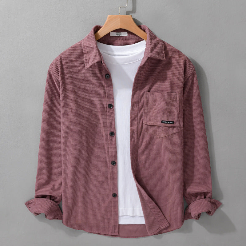 Herren Texturiertes Hemd-Overshirt mit Brusttasche, Knopfleiste und Waffelstruktur Shop Nory