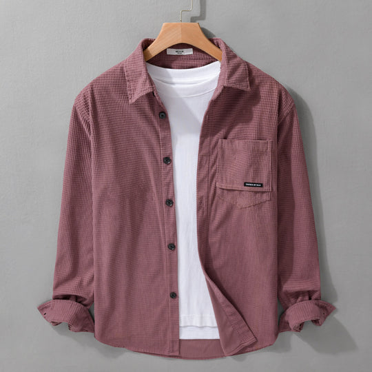 Herren Texturiertes Hemd-Overshirt mit Brusttasche, Knopfleiste und Waffelstruktur Shop Nory