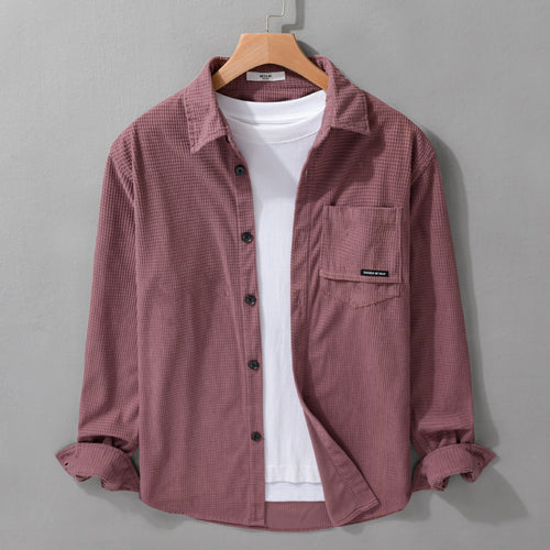 Herren Texturiertes Hemd-Overshirt mit Brusttasche, Knopfleiste und Waffelstruktur Shop Nory