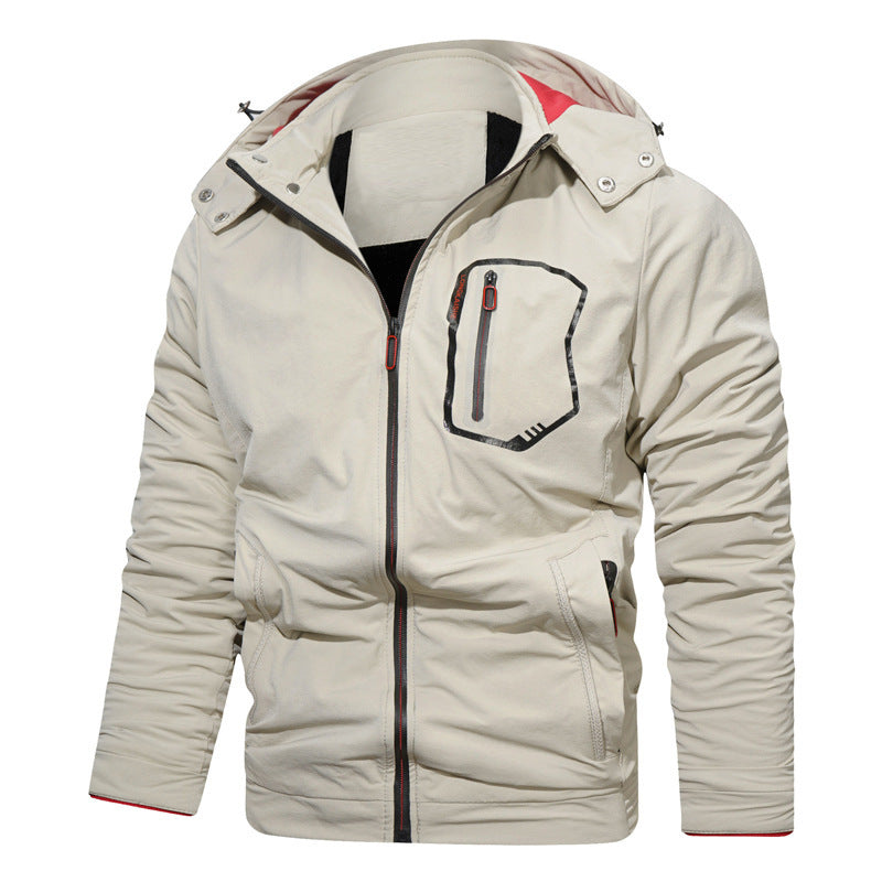 Herren leichte Softshell-Kapuzenjacke mit wasserabweisender Brusttasche und verdecktem Reißverschluss Shop Nory