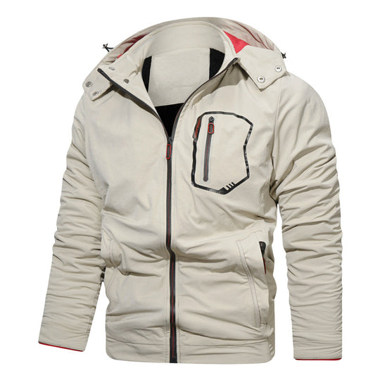 Herren leichte Softshell-Kapuzenjacke mit wasserabweisender Brusttasche und verdecktem Reißverschluss Shop Nory