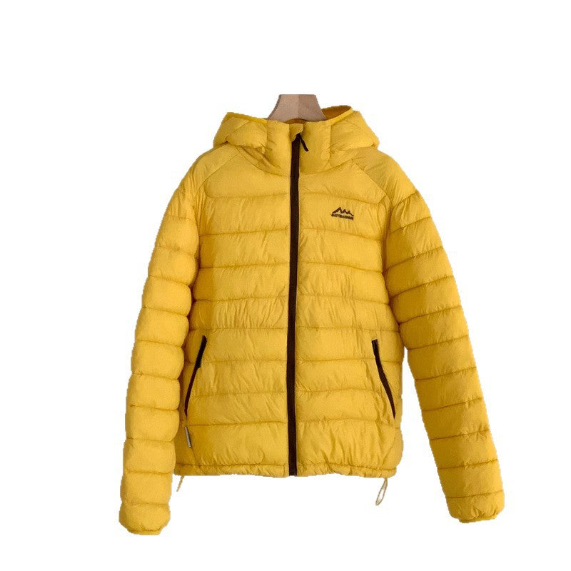 Damen ultraleichte Pufferjacke mit abnehmbarer Kapuze und elastischem Saum