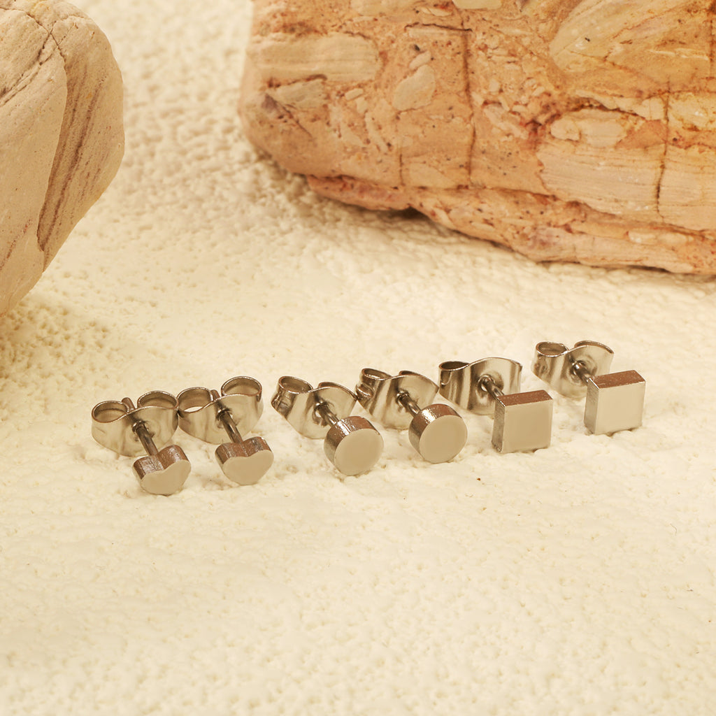 Damen Edelstahl Ohrstecker Set mit verschiedenen geometrischen Formen Shop Nory