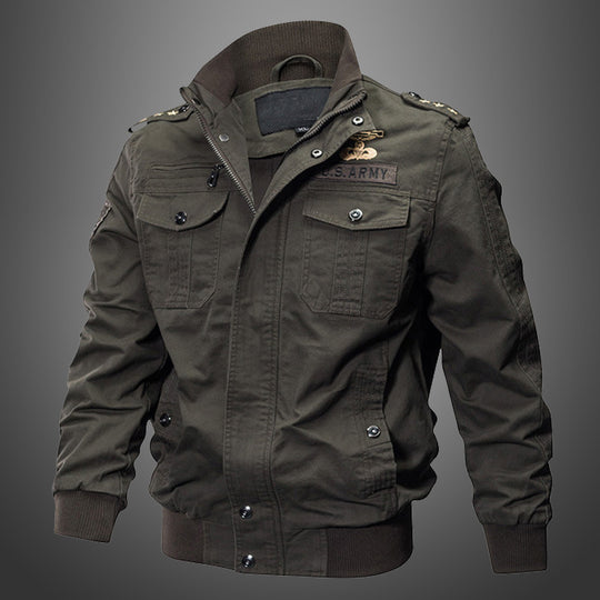 Herren Kurzblouson Canvas-Fieldjacke mit Schulterepauletten, Brustpattentaschen und geripptem Saum Shop Nory