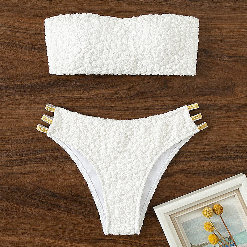 Damen Bandeau-Bikini-Set mit glänzenden Akzenten