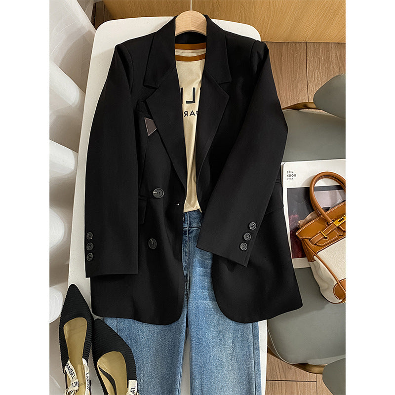 Damen Modischer Doppelreiher Blazer mit Taillengürtel Shop Nory