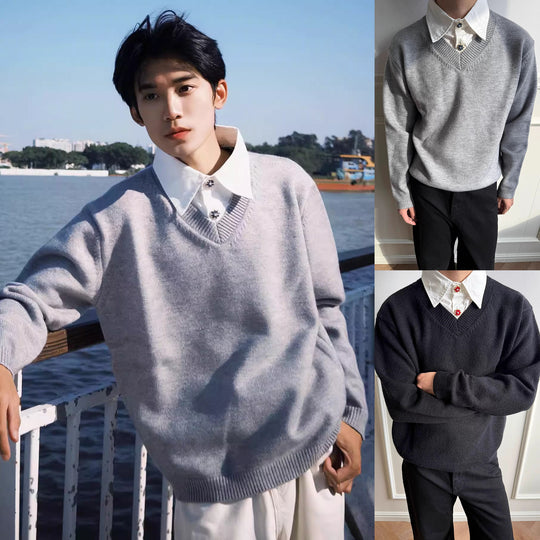 Herren Klassischer V-Ausschnitt Pullover Shop Nory