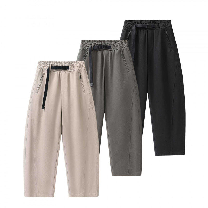 Unisex Weite knöchellange Cargo-Hose im Relaxed-Fit mit elastischem Tunnelzugbund und Reißverschlusstaschen Shop Nory