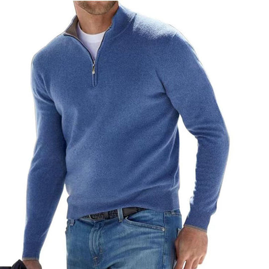 Herren Feiner Strickpullover mit kurzem Reißverschluss und Troyerkragen Shop Nory
