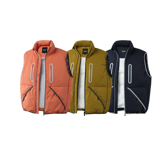 Unisex Wattierte Stehkragen‑Weste mit wind- und wasserabweisender Oberfläche, Kontrastpaspel und Mehrfachtaschen Shop Nory