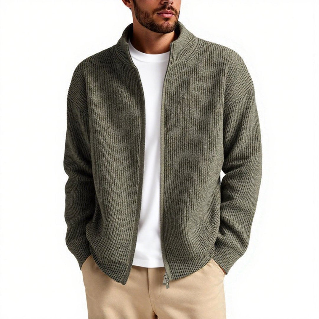 Herren Strickjacke mit hohem Kragen und praktischem Reißverschluss ShopNory