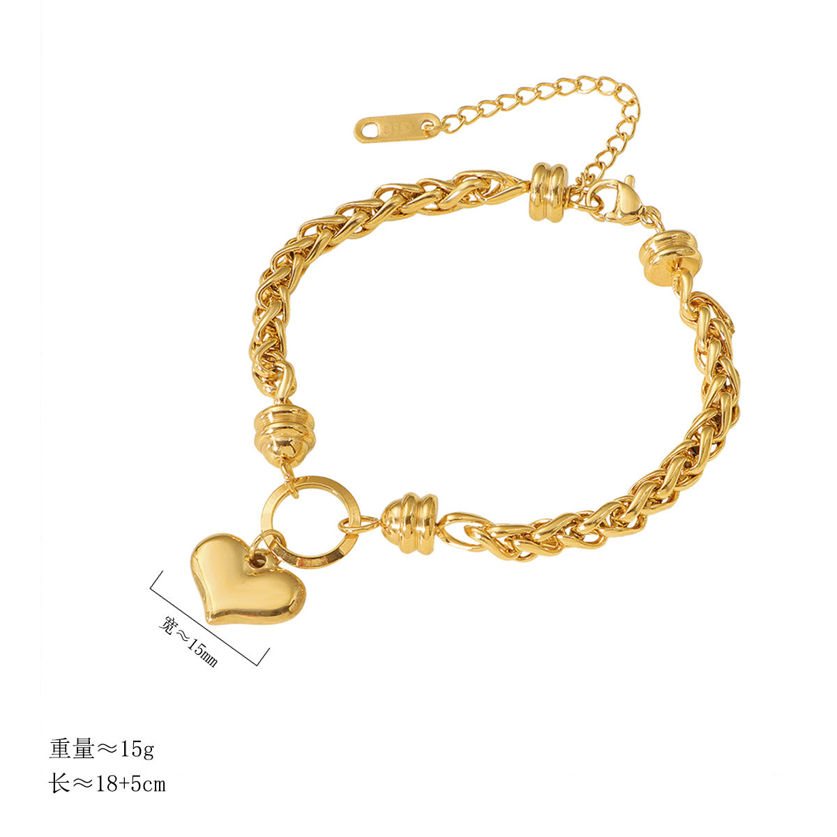 Damen liebevolles Armband mit herzförmigem Anhänger und kunstvollem Geflecht Shop Nory