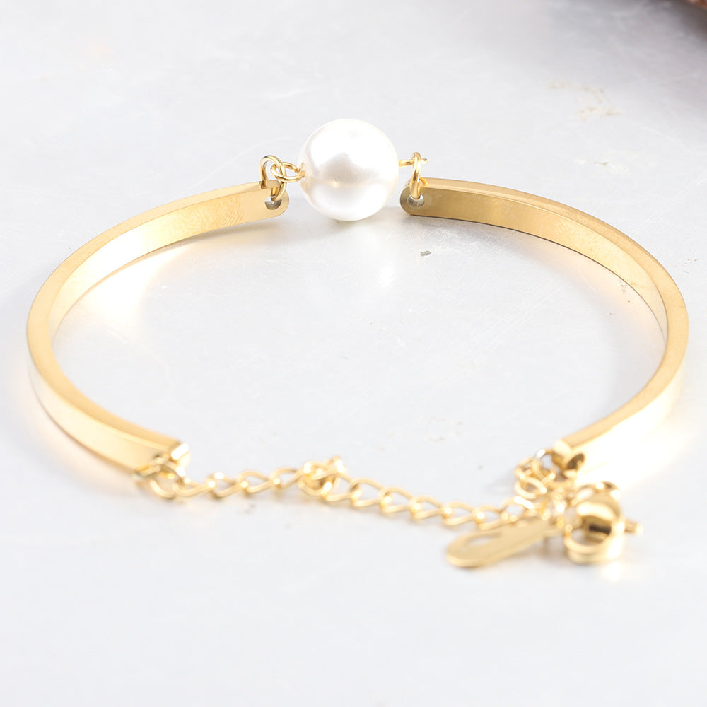 Damen Armreif mit elegantem Perlenakzent und verstellbarem Verschluss Shop Nory