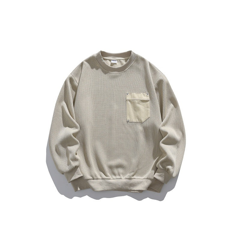 Unisex Waffelstruktur-Sweatshirt mit Brusttasche und elastischem Saum Shop Nory