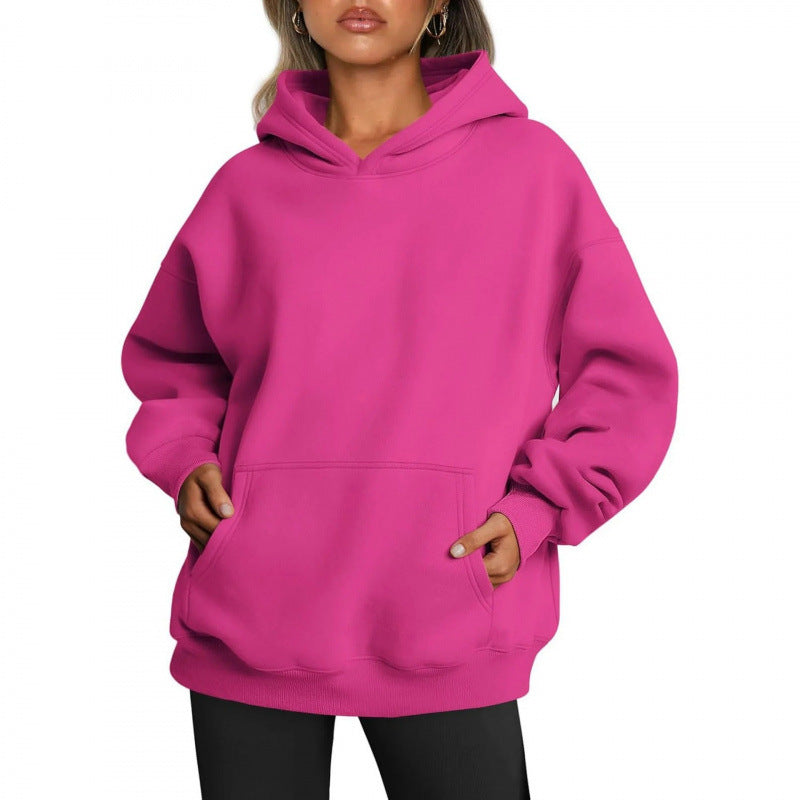 Damen Übergrößen Kapuzenpullover mit praktischen Taschen undlässigem Schnitt