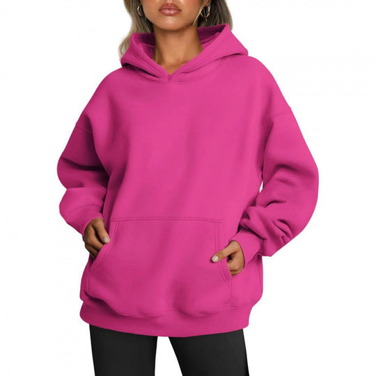 Damen Übergrößen Kapuzenpullover mit praktischen Taschen undlässigem Schnitt