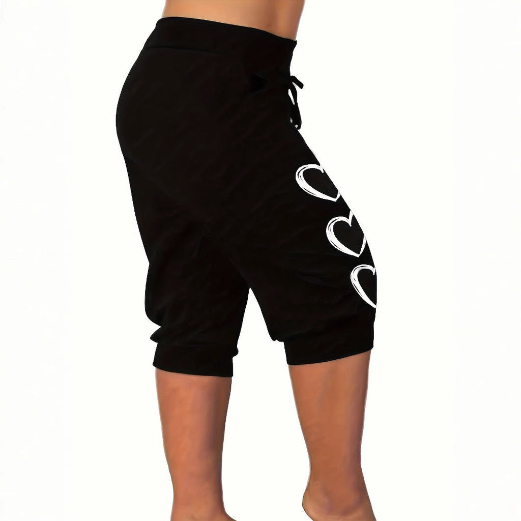 Damen Freizeithose mit lässigem Schnitt und verspieltem Herzmotiv