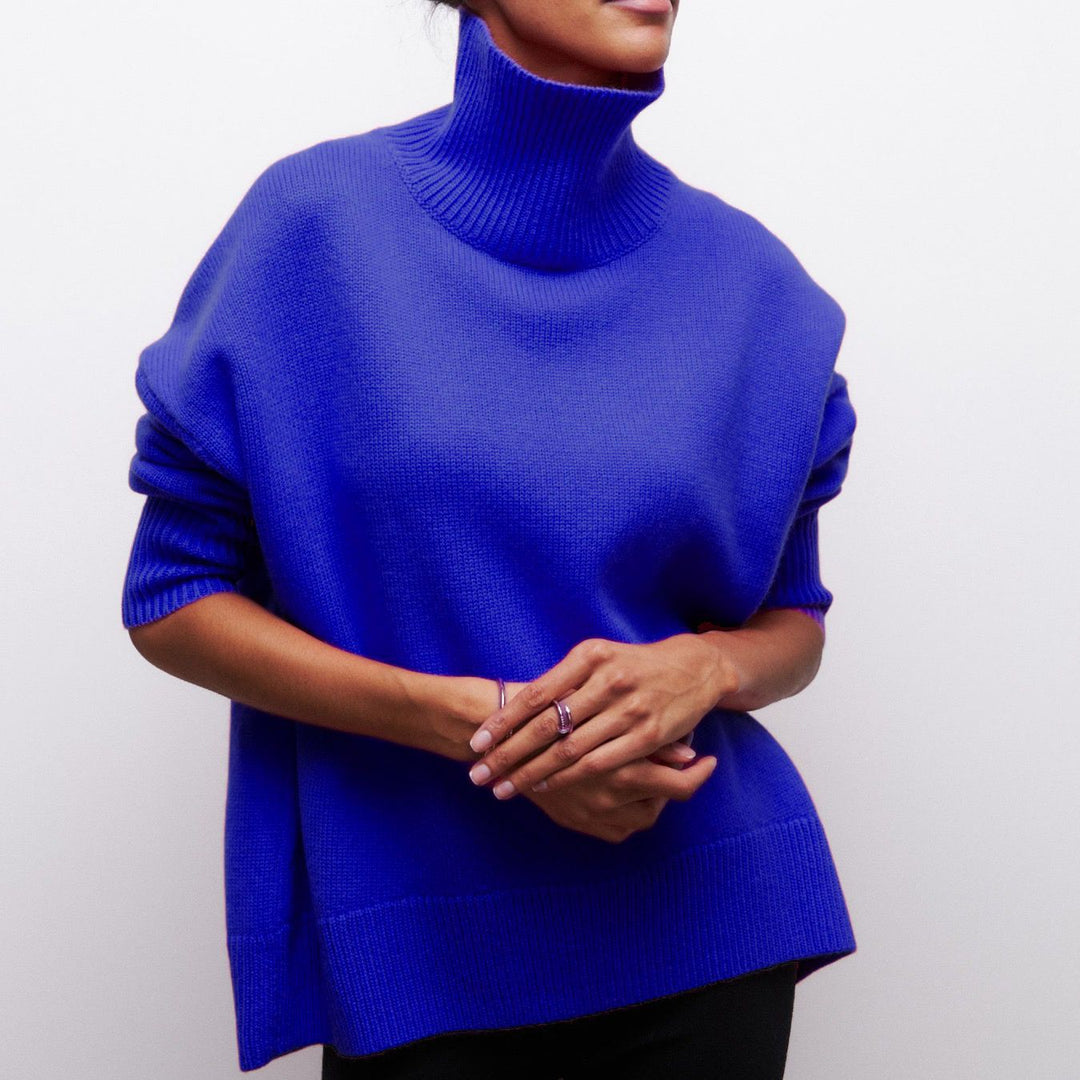 Damen Kuscheliger Oversize Rollkragenpullover mit verdeckten Seitenschlitzen und extra langem Rippbund Shop Nory