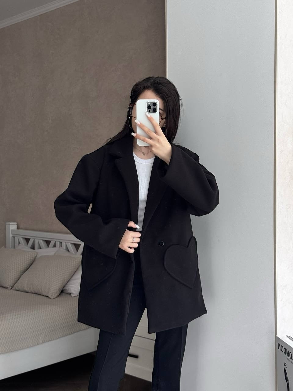 Damen Oversized Blazer-Mantel mit herzförmigen Taschen Shop Nory