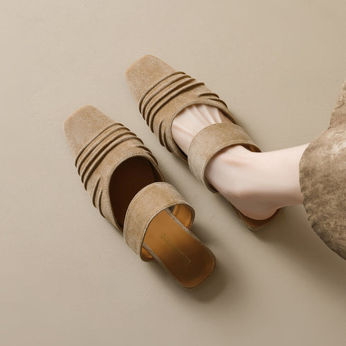 Damen Mokassin-Sandalen mit eleganten Riemen und stylischem Faltendesign Shopnory